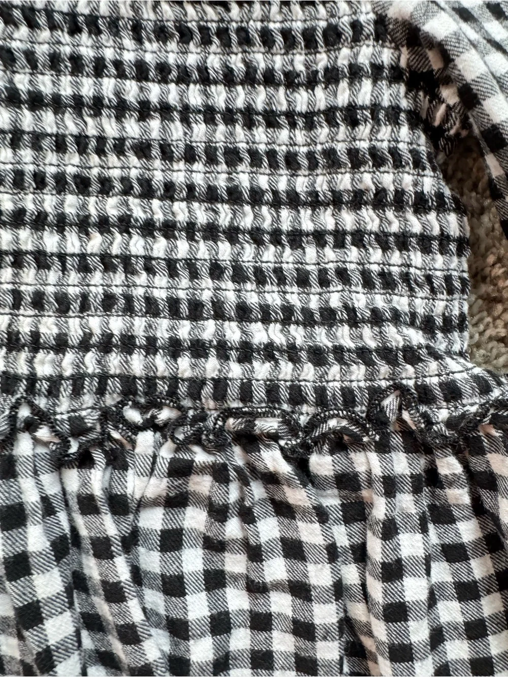 Wonder Nation Toddler Girl Gingham Dress Size 3T Black White Long Sleeve Dress